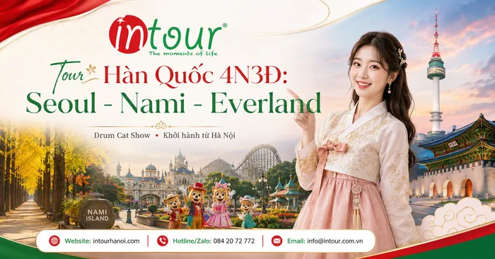 Tour du lịch Hàn Quốc 4 Ngày 3 Đêm: Seoul - Nami - Everland - Drum Cat Show Khởi Hành Từ Hà Nội 